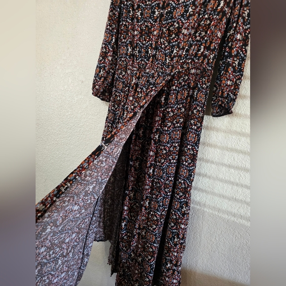 Knox Rose Black and Brown Maxi Wrap Boho Dress - Picture 6 of 9